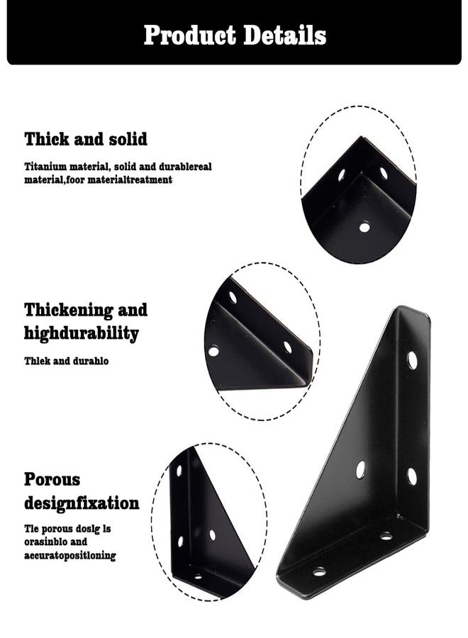 Serplex® 4Pcs Corner Braces Angle Brakets Steel L-Brackets 90°C Shelf Support Corner Braces, Triangle Furniture Right-Angle Joints Brackets, Corner Desk Connector for Bed Cabinet (Screws Not Included) - Image 3